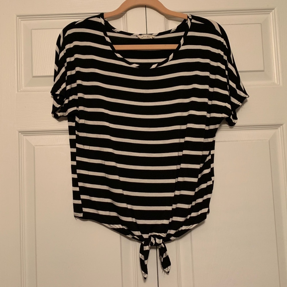 striped tie front shirt